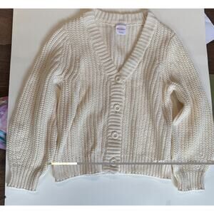 Hanna Andersson kids sweater Cable Knit Cardigan cream unisex size 5T preppy
